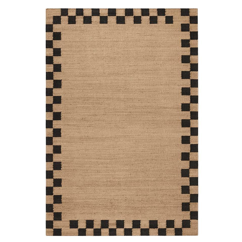 Tapis 'Border' en jute noir au design scandinave