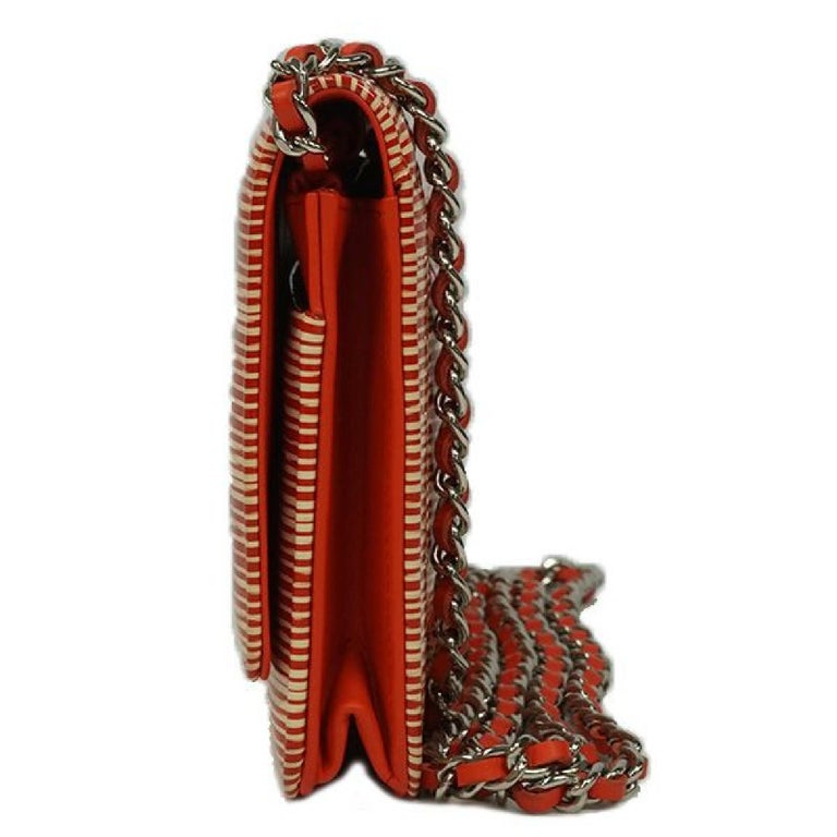 border chain Wallet Womens long wallet A33814 red x white Leather For Sale at 1stdibs