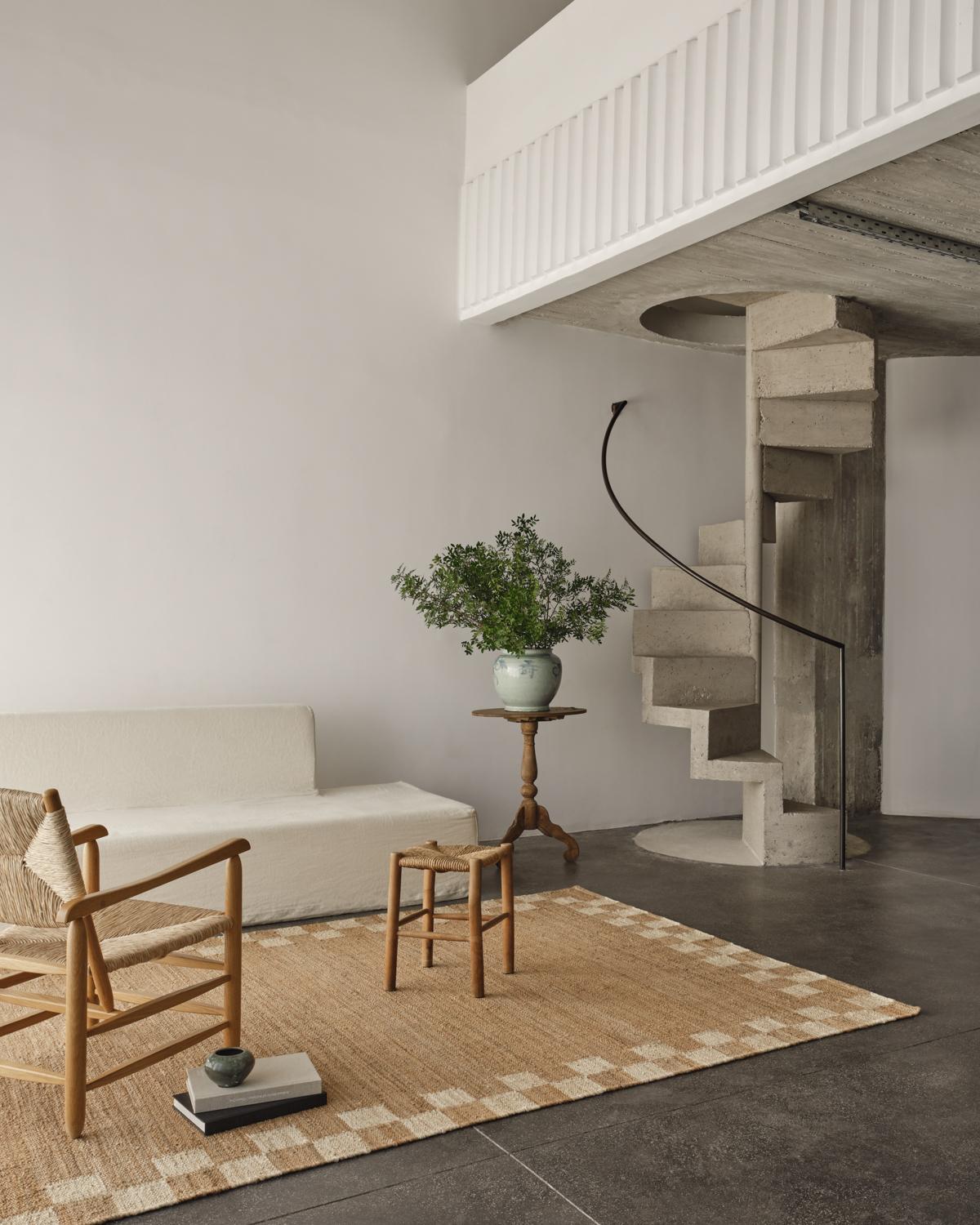 Iuta Tappeto 'Border' in iuta color crema dal design scandinavo in vendita