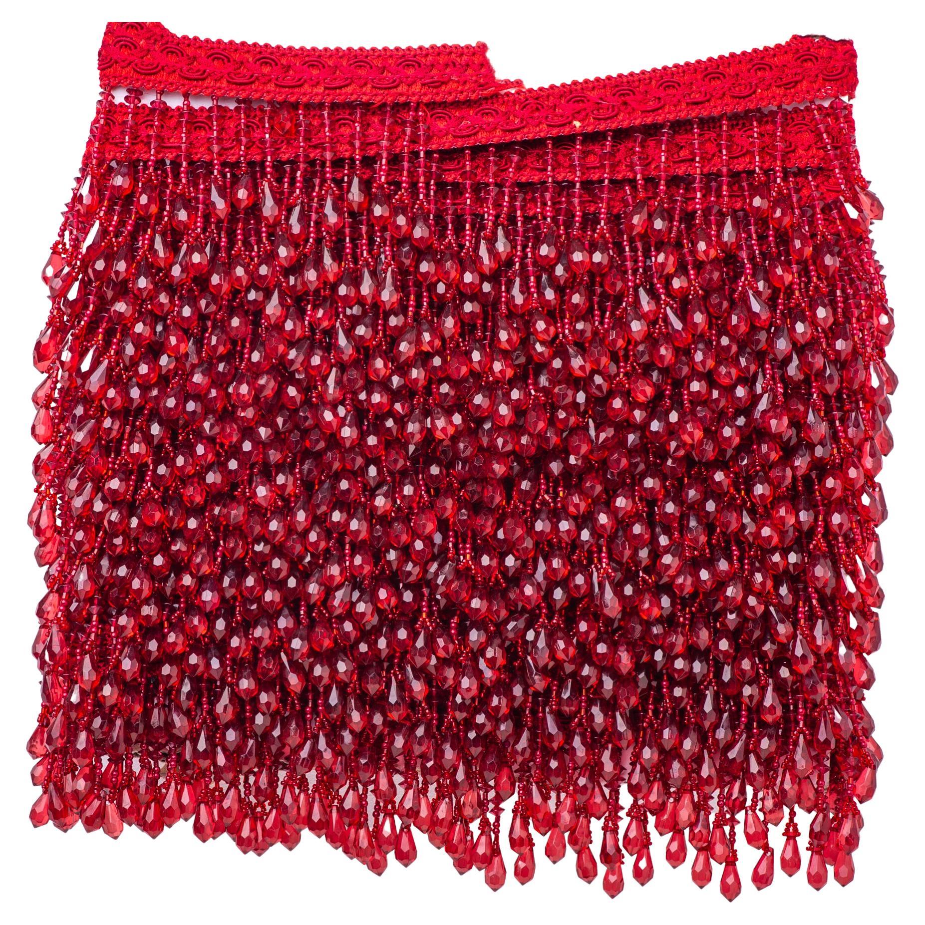 Interesting red border or fringe with pendants: wonderful for tents, table-cover, bedspread or any other idea.