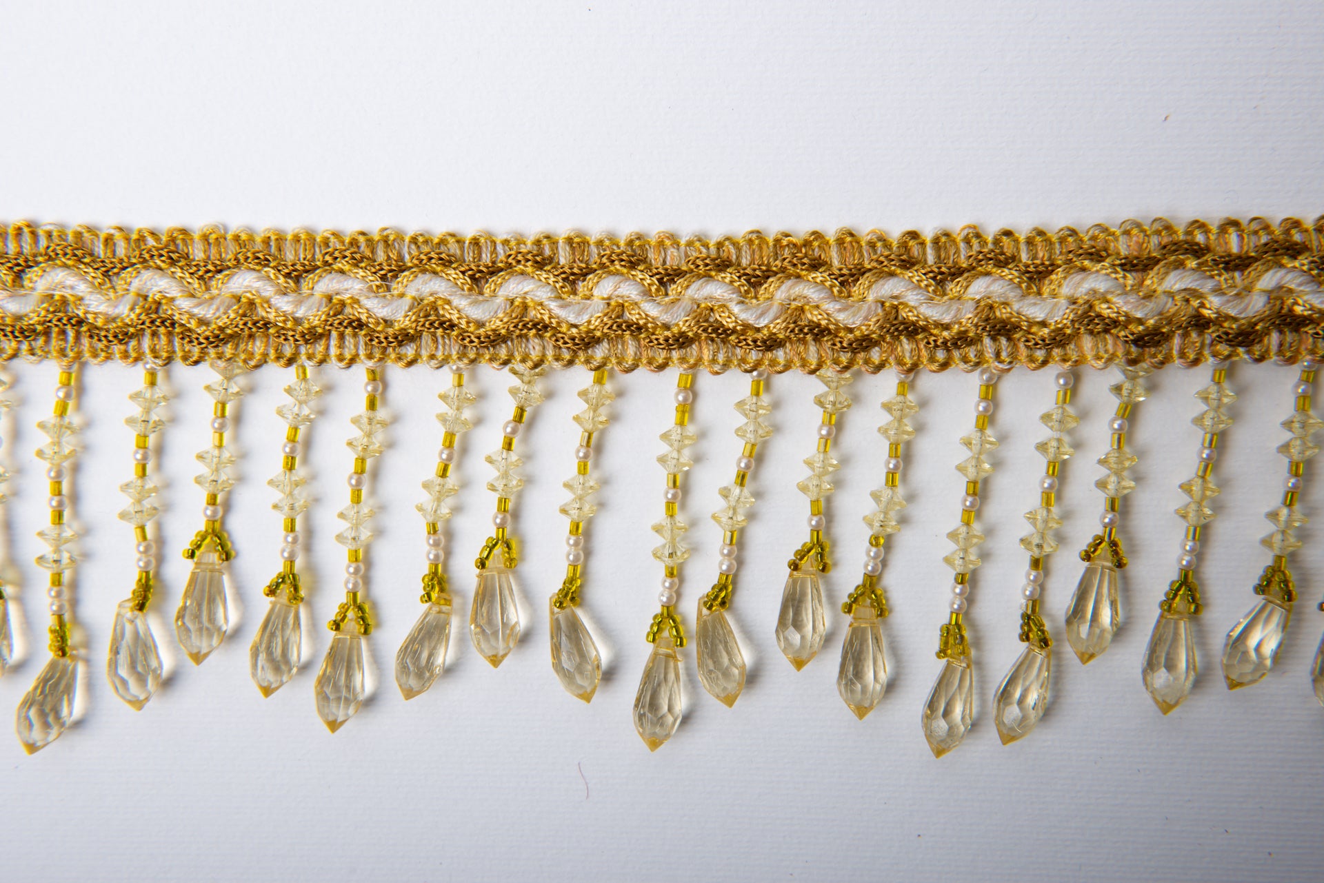 Interesting yellow border or fringe with pendants: wonderful for tents, table covers, bedspreads or any other idea.