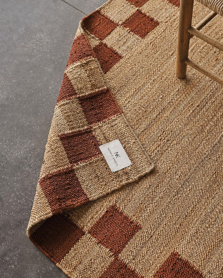 'Border' Red Jute Style Rug in Scandinavian Design For Sale at 1stDibs