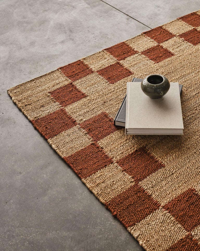 'Border' Red Jute Style Rug in Scandinavian Design For Sale at 1stDibs