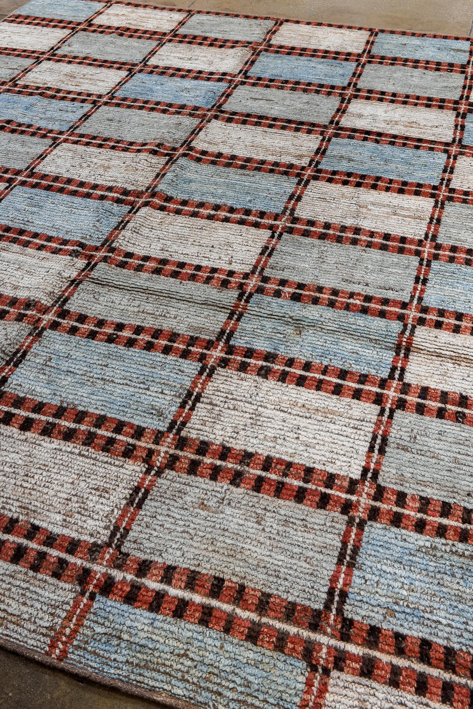 Randloser, quadratischer Tulu-Teppich mit rechteckigem Design (Türkisch) im Angebot
