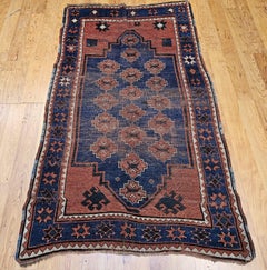 19th Century Caucasian Kazak Bordjalou Rug in Abrash Blue