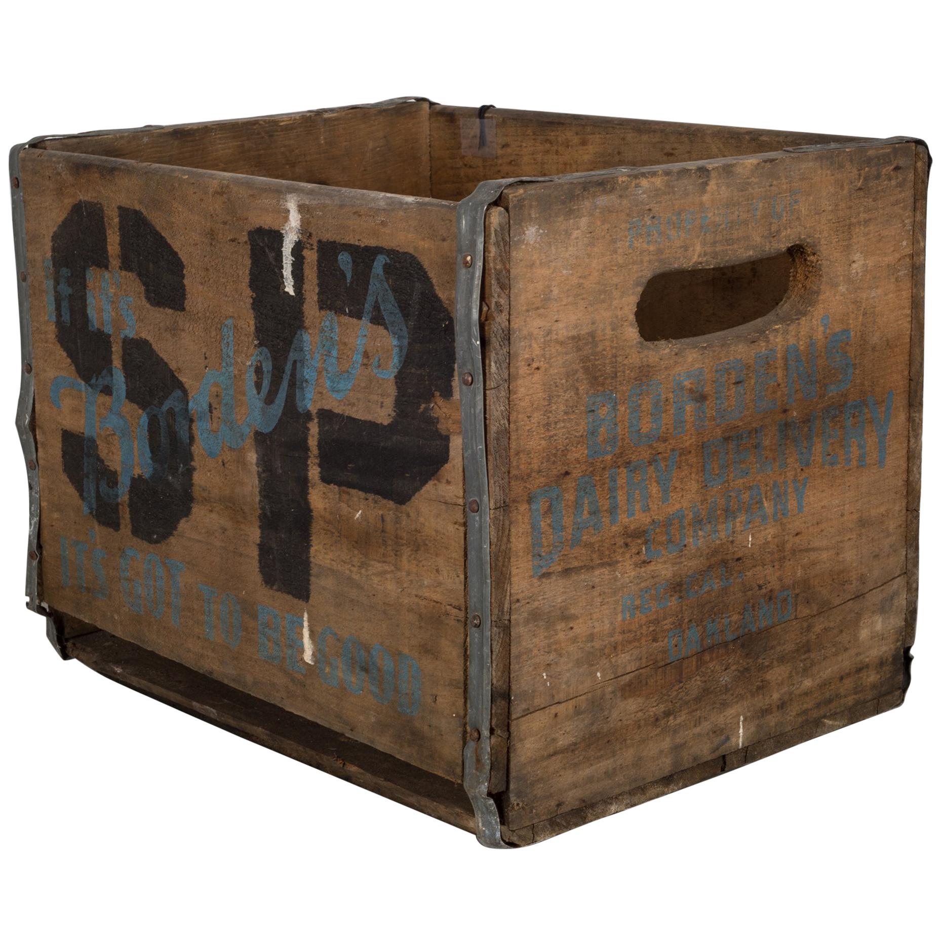 Bordon Dairy Wood and Metal Milk Crate, circa 1940