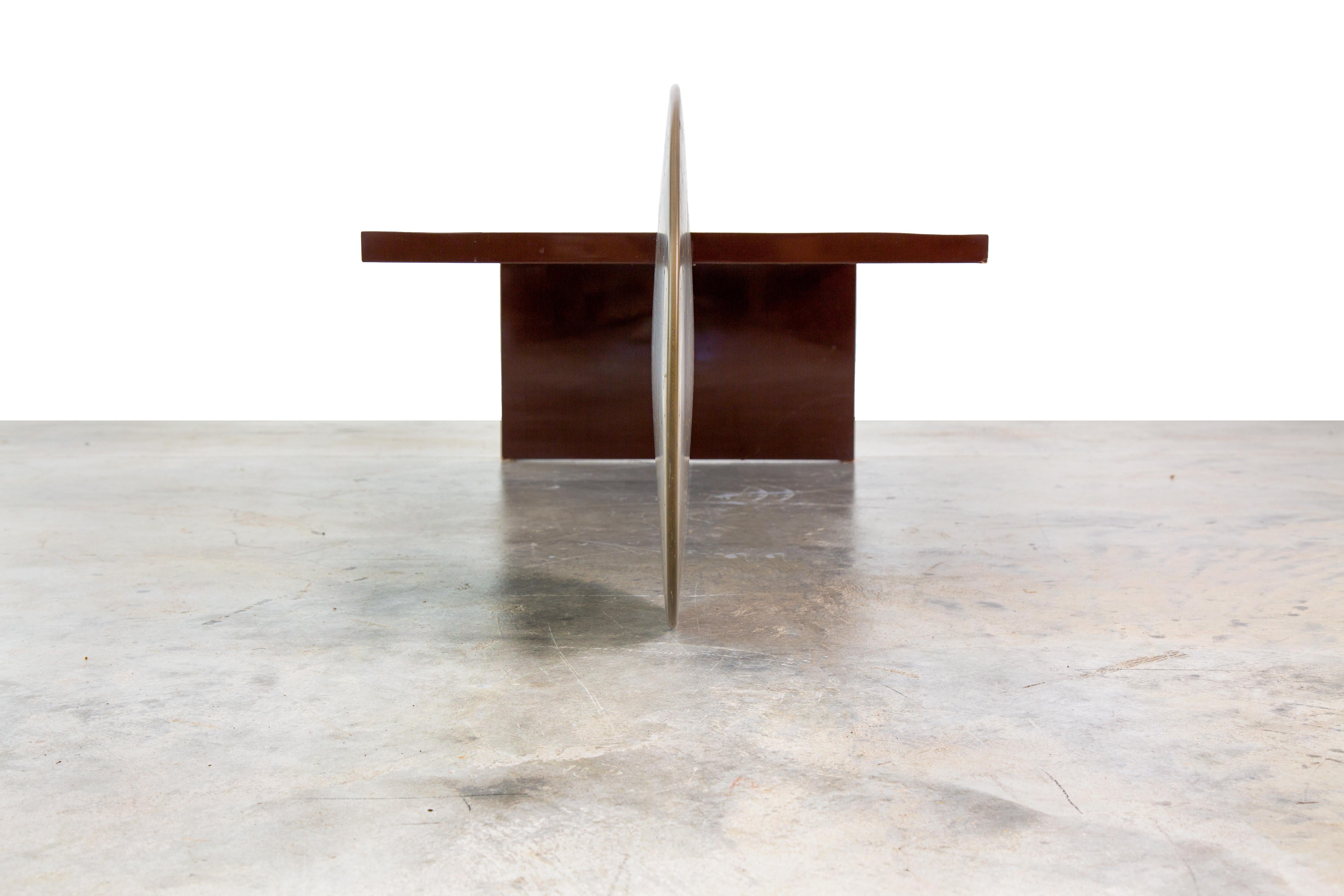 Post-Modern Borealis Table by Patrick Elie Naggar for Ralph Pucci 2003  Maroon and Brass For Sale
