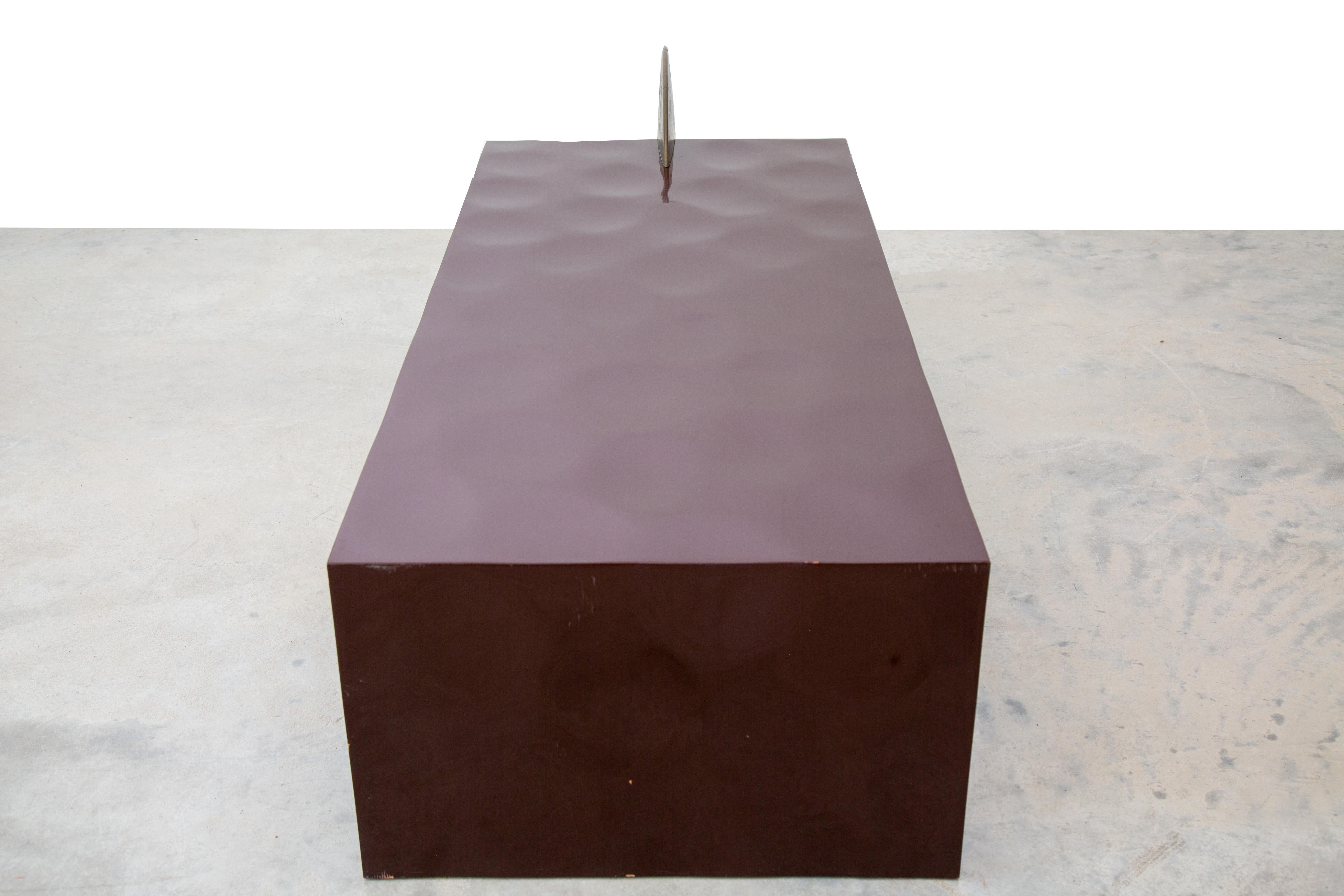 French Borealis Table by Patrick Elie Naggar for Ralph Pucci 2003  Maroon and Brass For Sale