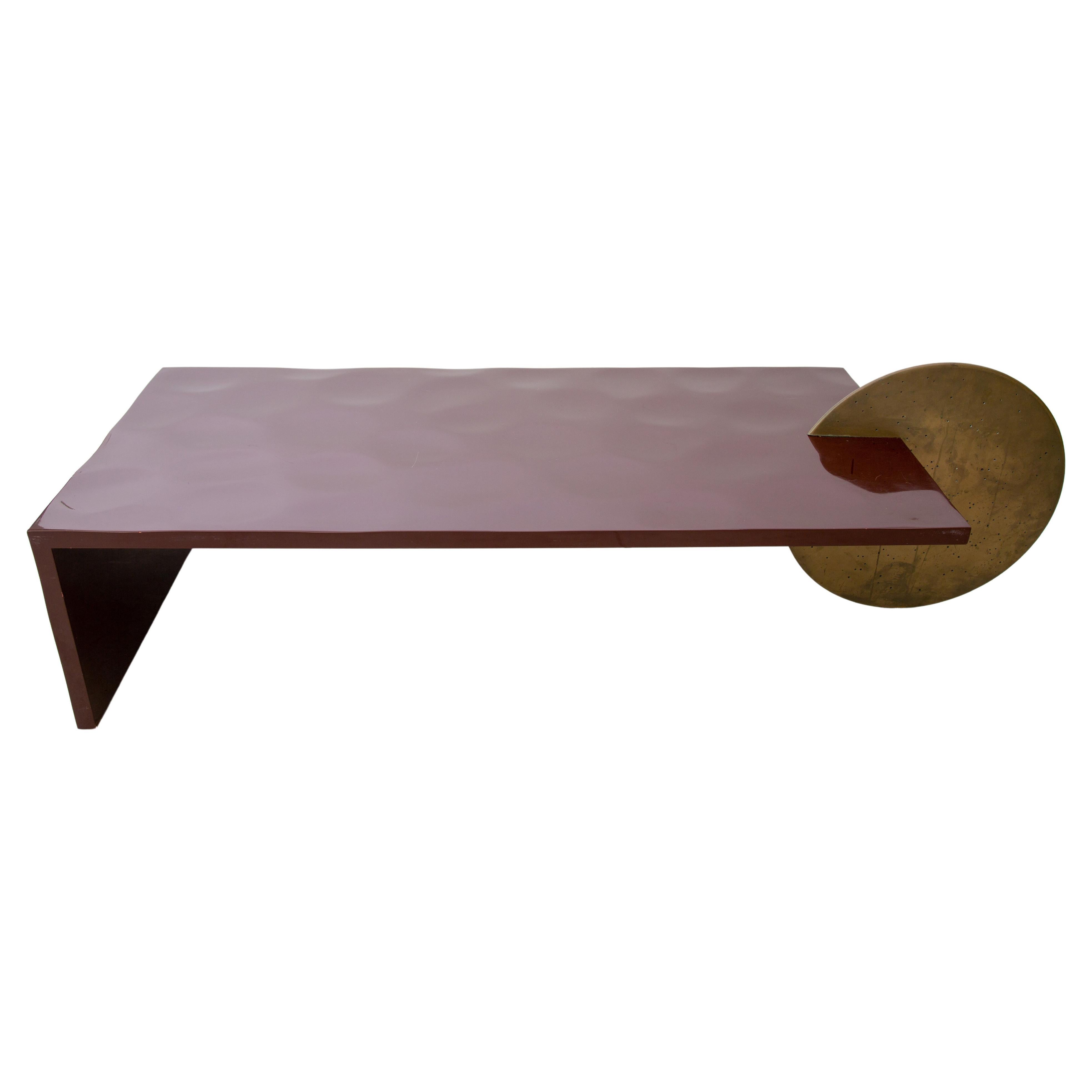 Borealis Table by Patrick Elie Naggar for Ralph Pucci 2003  Maroon and Brass For Sale