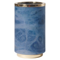 Bespoke Italian Vase "Borealis," in blue alabaster