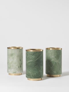 Bespoke Italian Vase "Borealis", in green alabaster