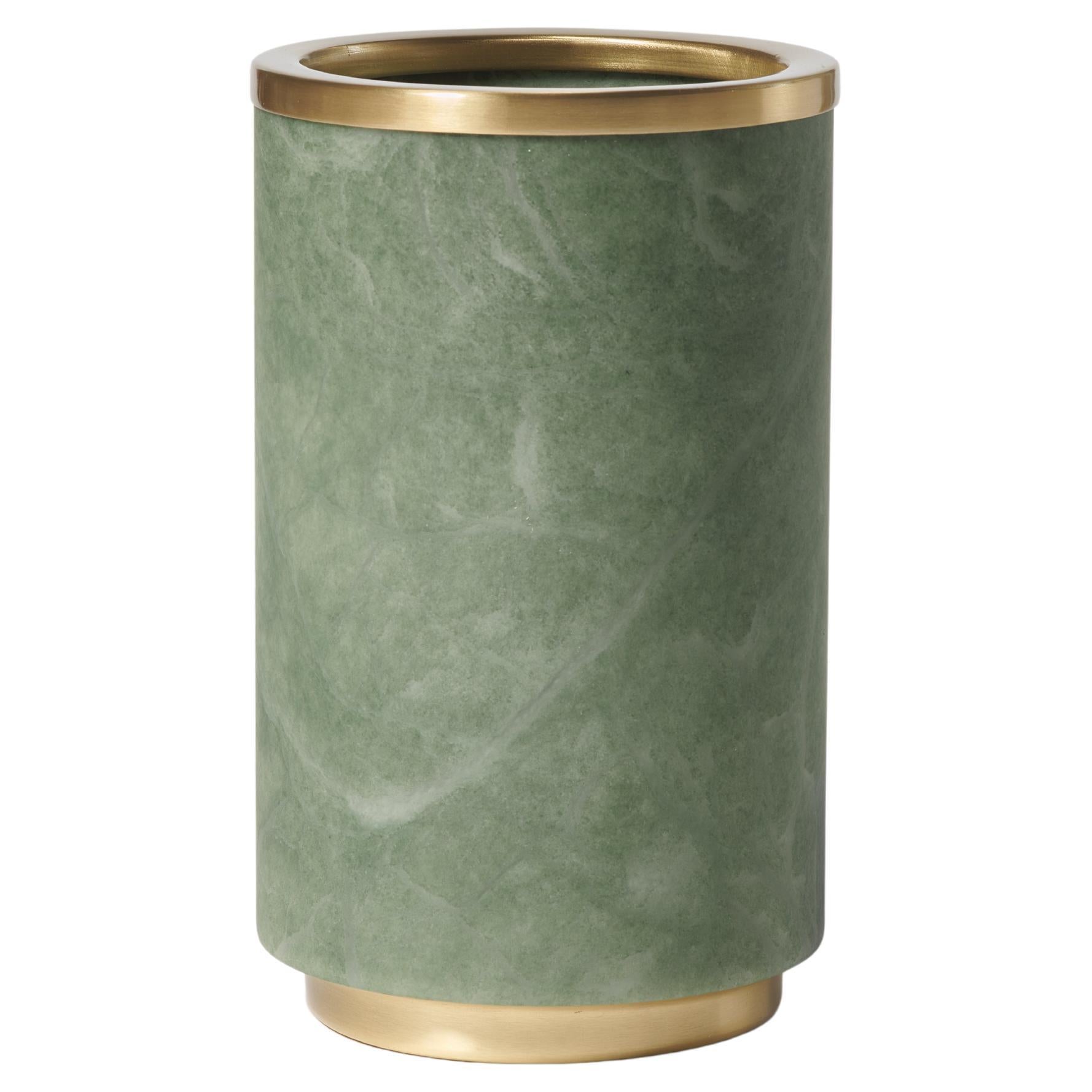Bespoke Italian Vase "Borealis," in green alabaster