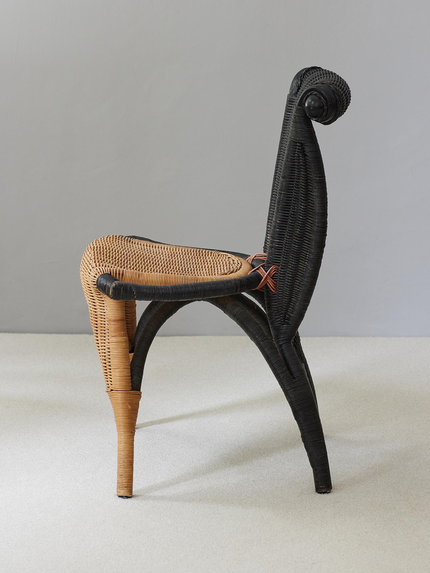 Organic Modern Borek Sipek Rattan Chair Model Helena by Scarabas 1980s