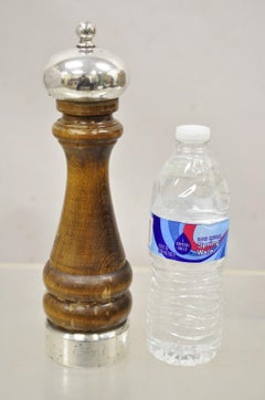 Borel Wood & Sterling Silver 462 Boardman Salt Pepper Mill Shaker Grinder France