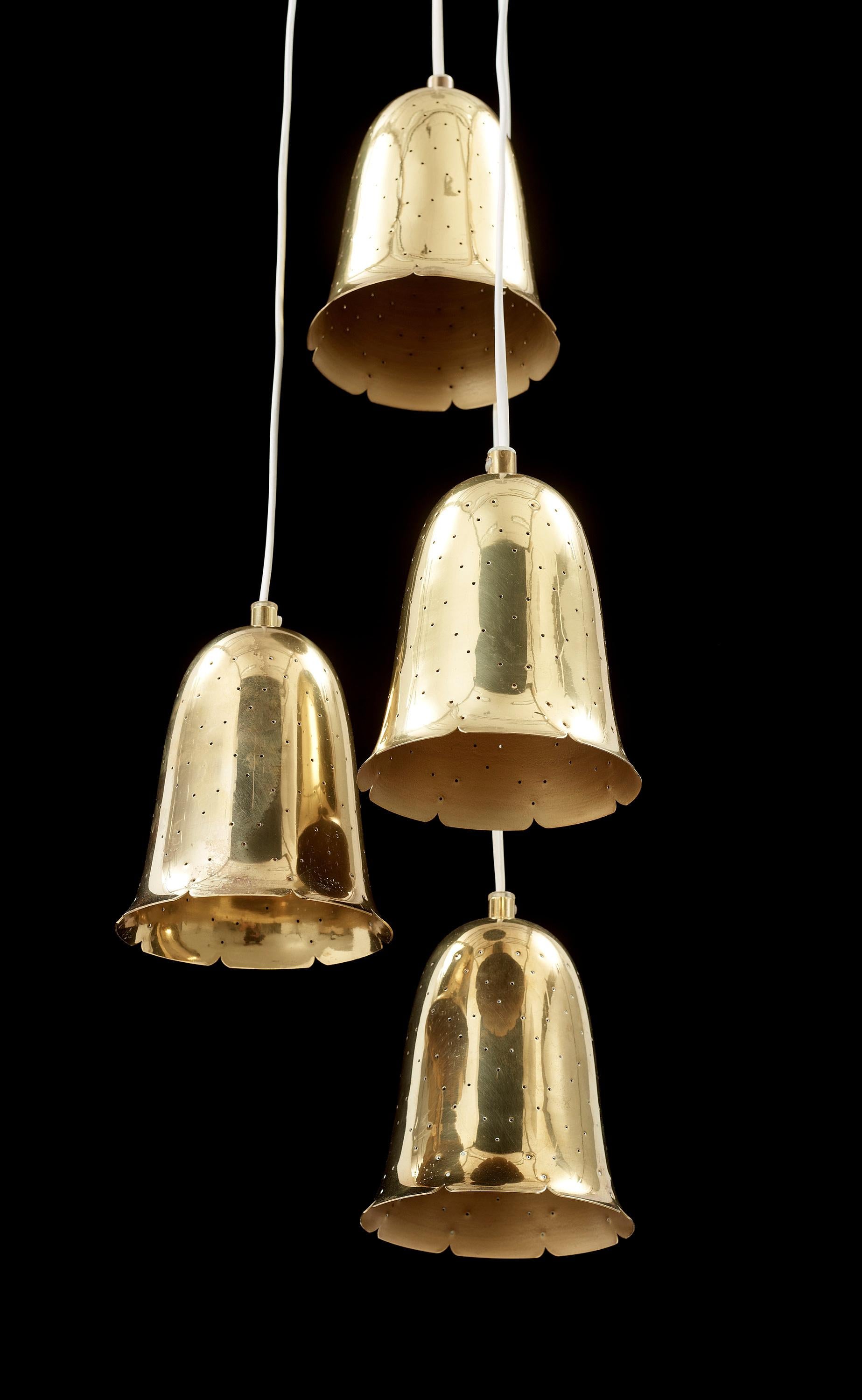 Pendant Lamps in brass by Boréns Borås, second half of the 20th century.
These lights have a very nice glow when on due to its perforated solid brass shade. Electrical function not tested.
6 items available in stock. price for 1 item
Good vintage