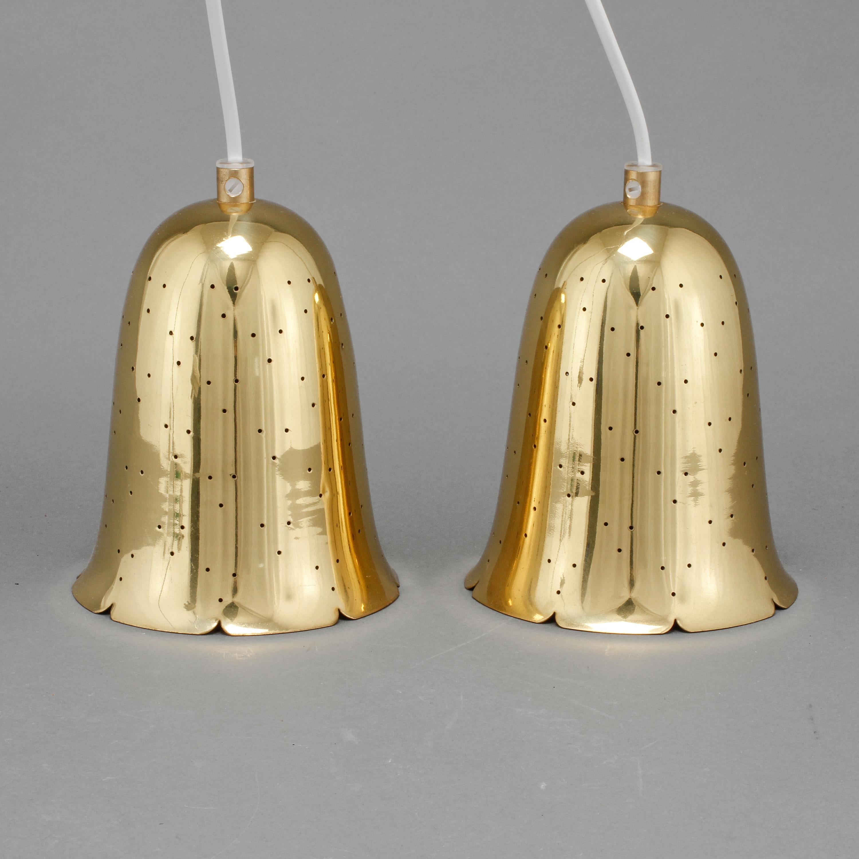 Scandinavian Modern Borens Boras Pendant Lights in brass Sweden 1960 For Sale