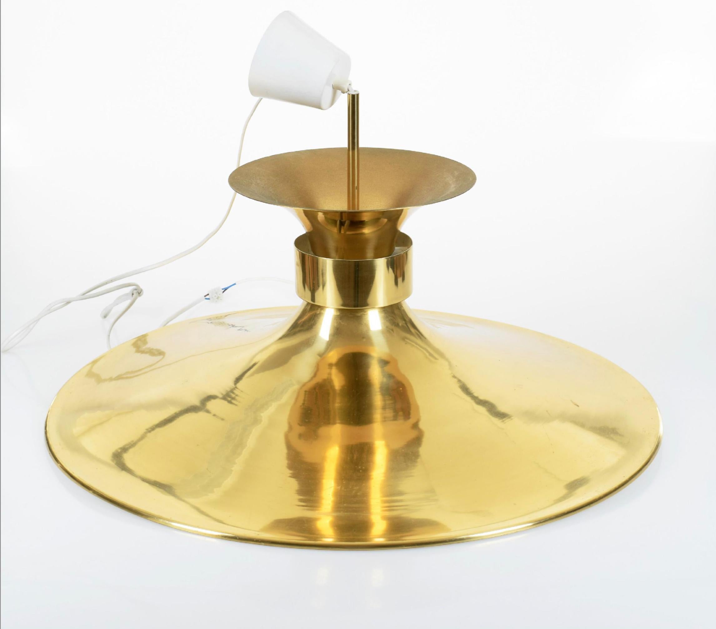 Swedish Borens Boras Large Pendant Light in Brass Sweden, 1960 For Sale