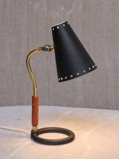Lampada da tavolo/da tavolo Boréns Borås in ottone, Wood e metallo laccato, Svezia, anni '50