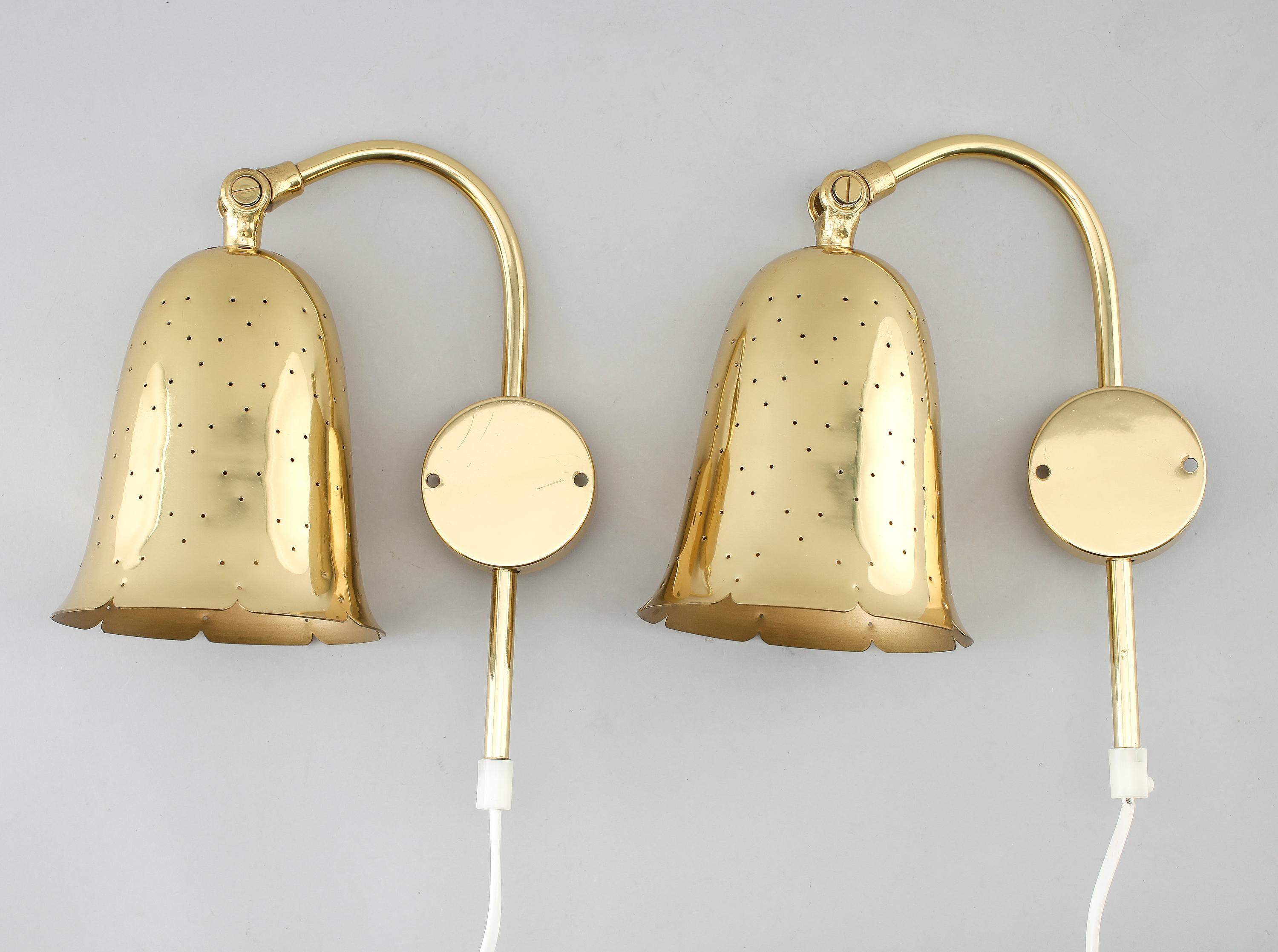 Mid-Century Modern Borens Boras Wall Light in Perforated Brass Sweden 1960