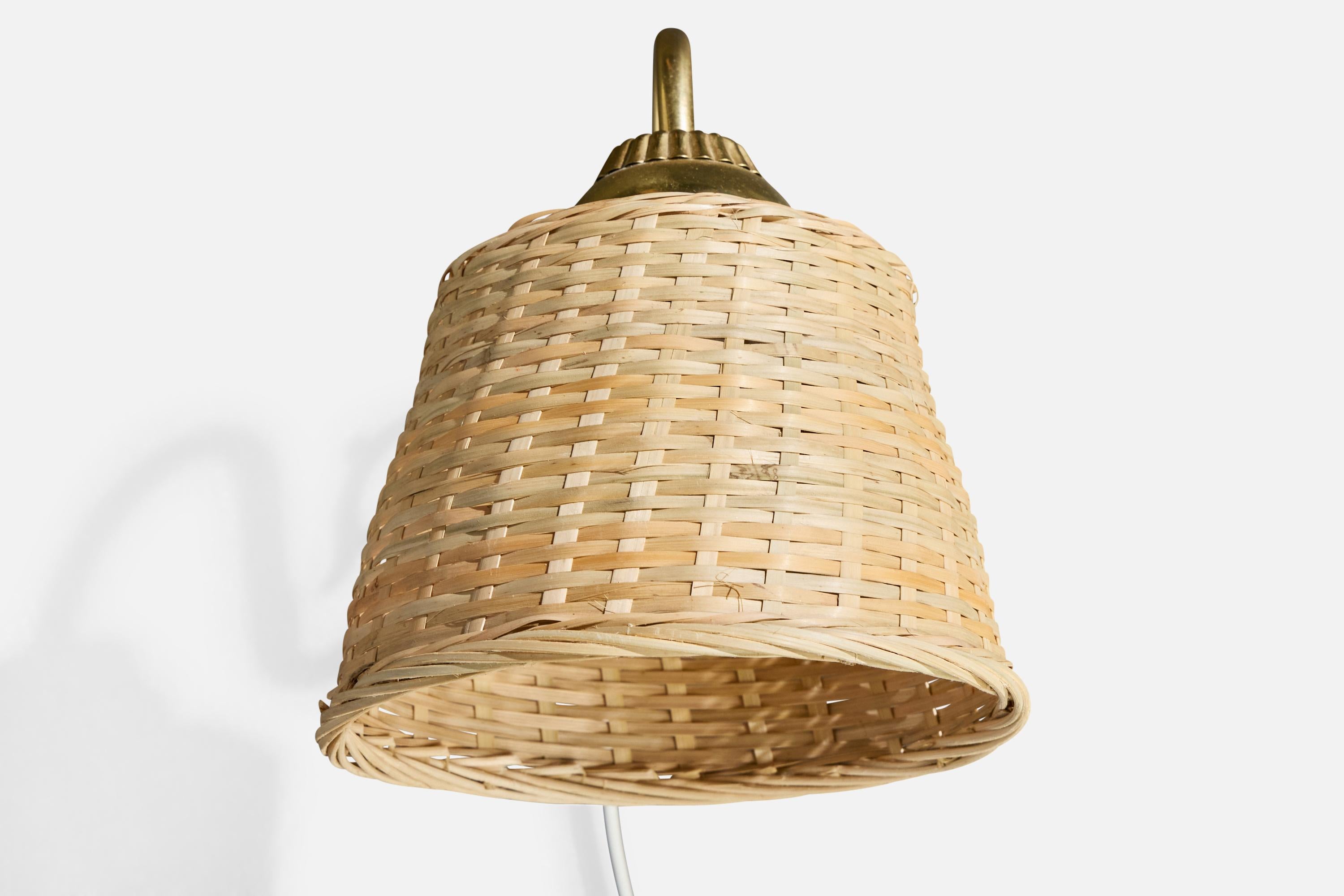 Boréns Borås, Apliques, Latón, Ratán, Suecia, 1970s en venta 2