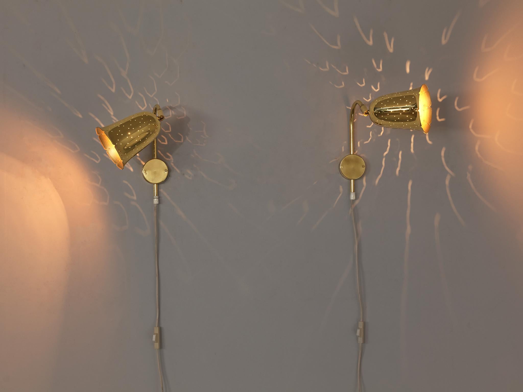 Boréns Borås Wall Lights aus gelochtem Messing im Zustand „Gut“ in Waalwijk, NL