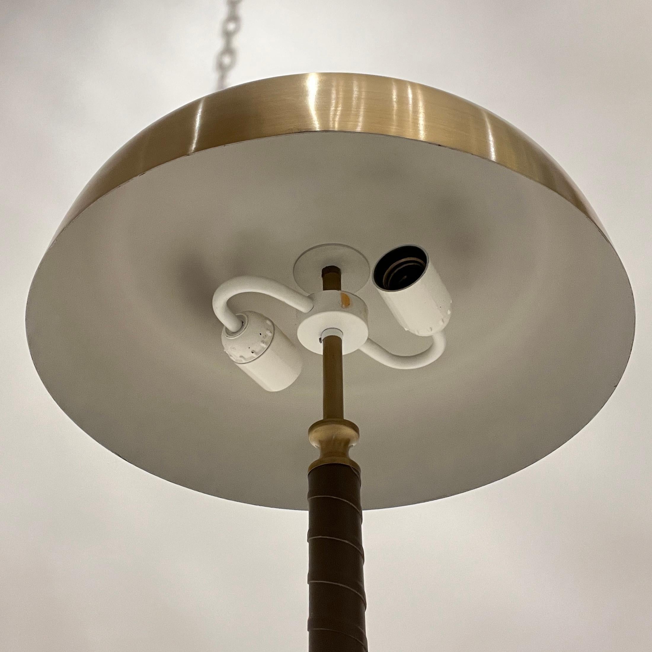 Swedish Modern Table Lamp with Leather-Wrapped Stem In Good Condition For Sale In New York, NY
