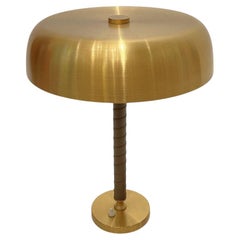 Swedish Modern Table Lamp with Leather-Wrapped Stem