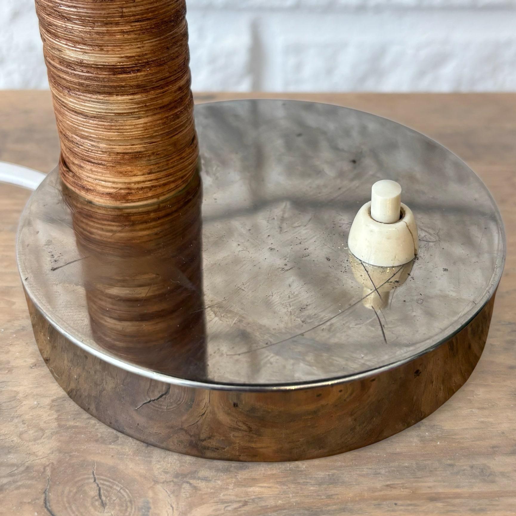 Boréns, lampe de table moderniste scandinave, acier et rotin, Suède, années 1930 en vente 4