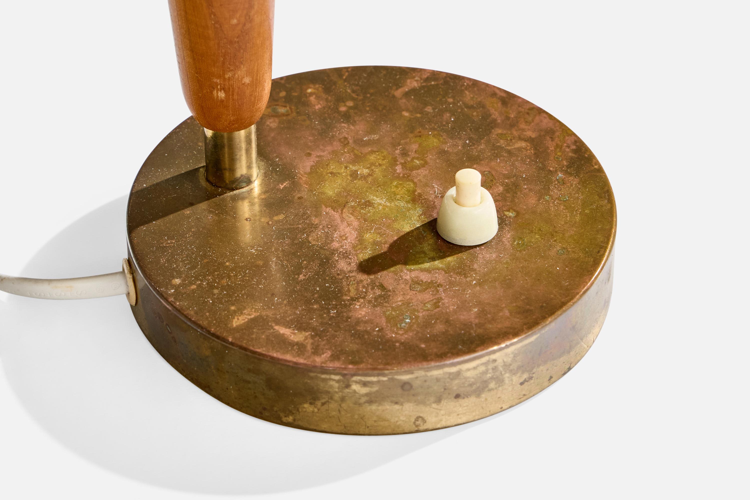 Boréns, Lámpara de mesa, Latón, Roble, Metal, Suecia, Años 50 en venta 2