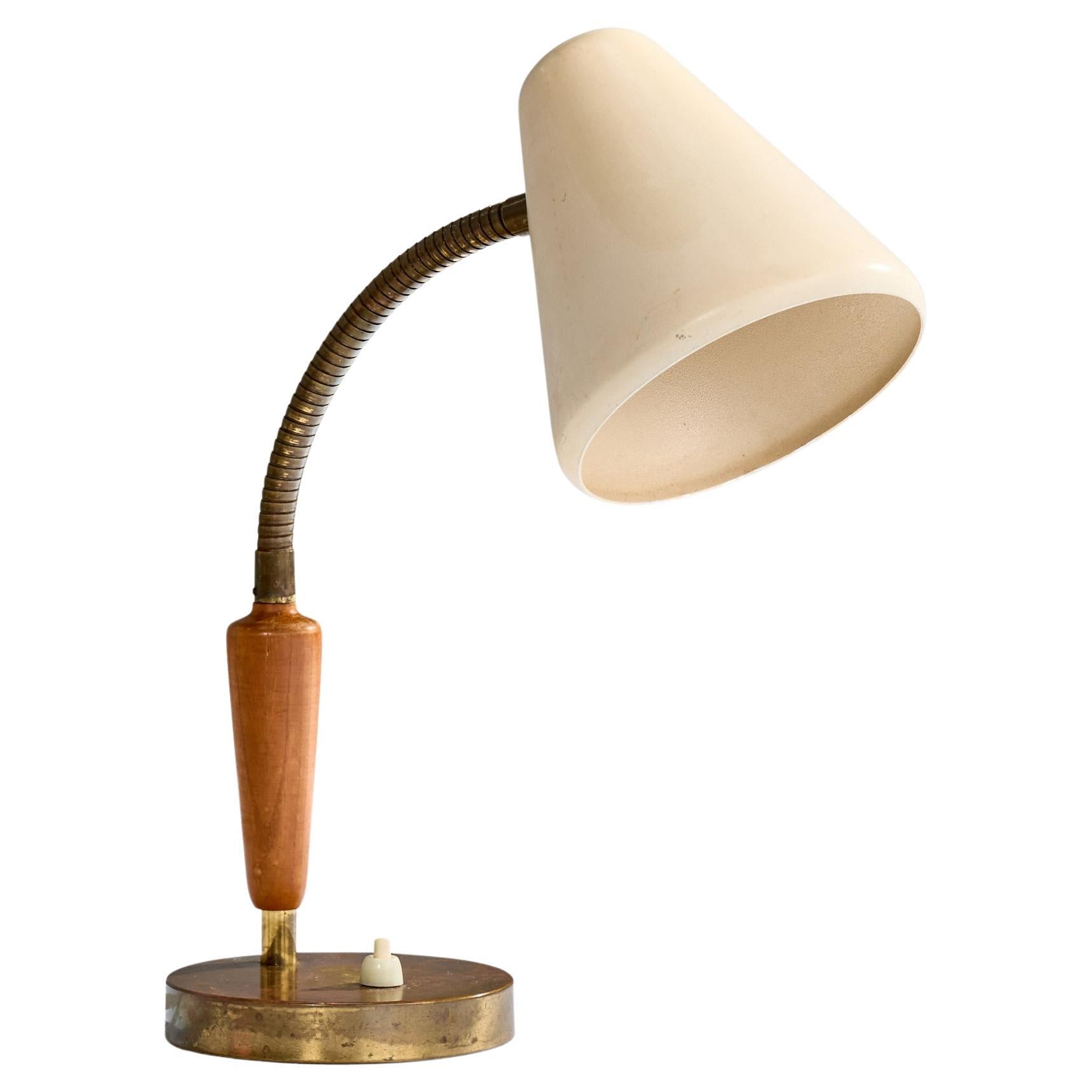 Boréns, lampe de table, laiton, Oak Oak, métal, Suède, années 1950
