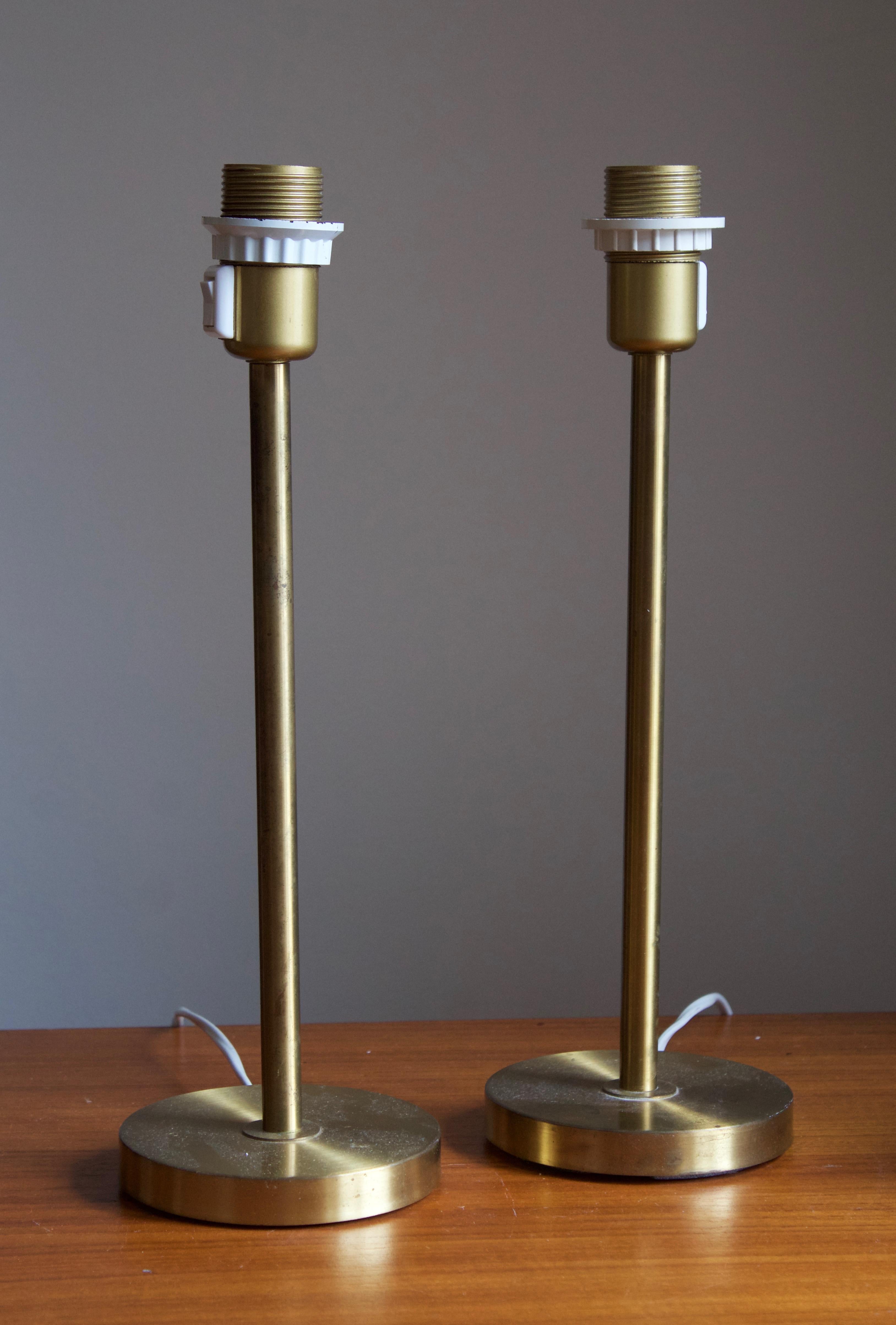 Boréns, Table Lamps, Brass, Rattan, Borås, Sweden, 1970s In Good Condition In High Point, NC