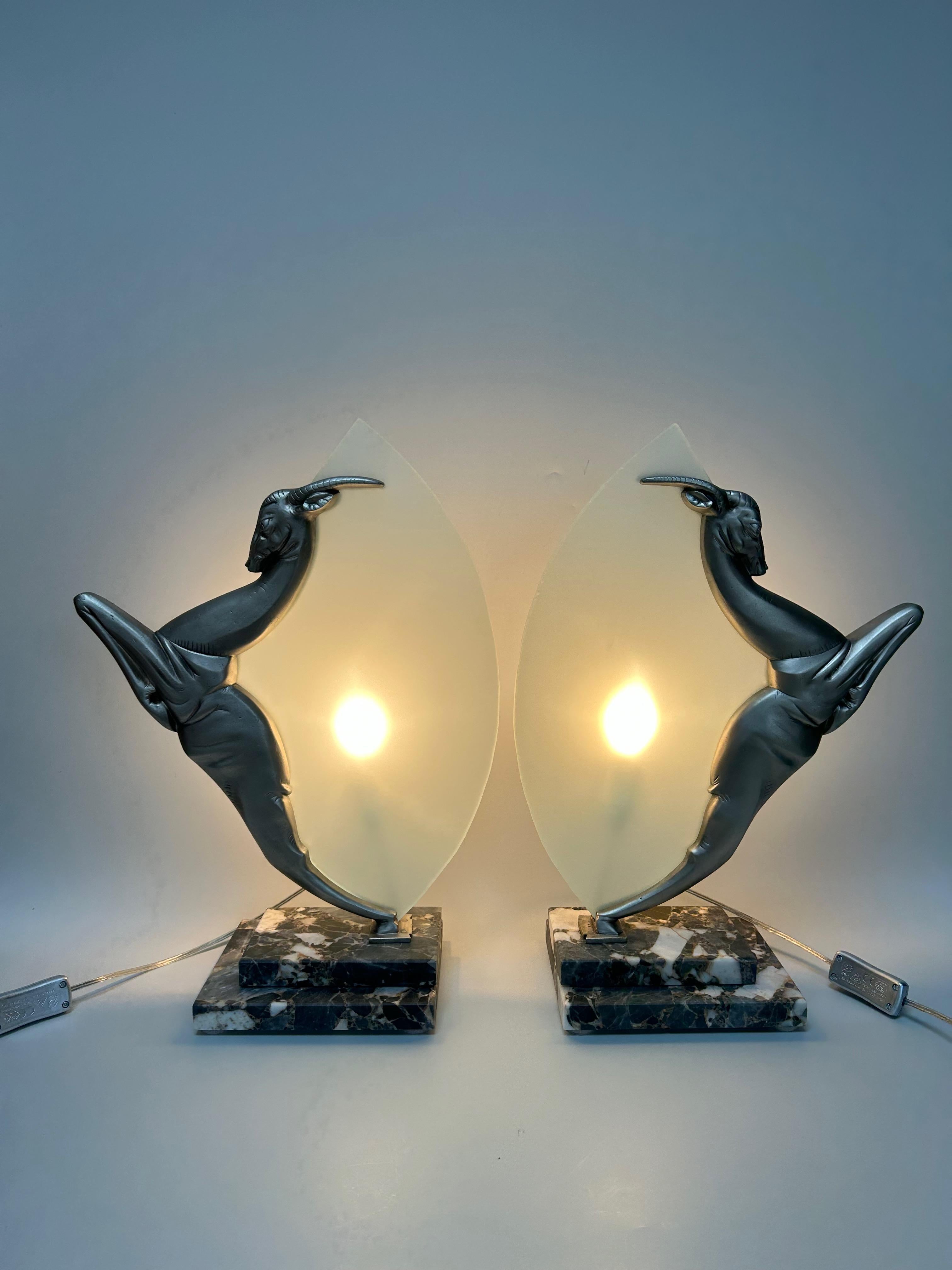Boretti Pair of Art Deco Lamps For Sale 5