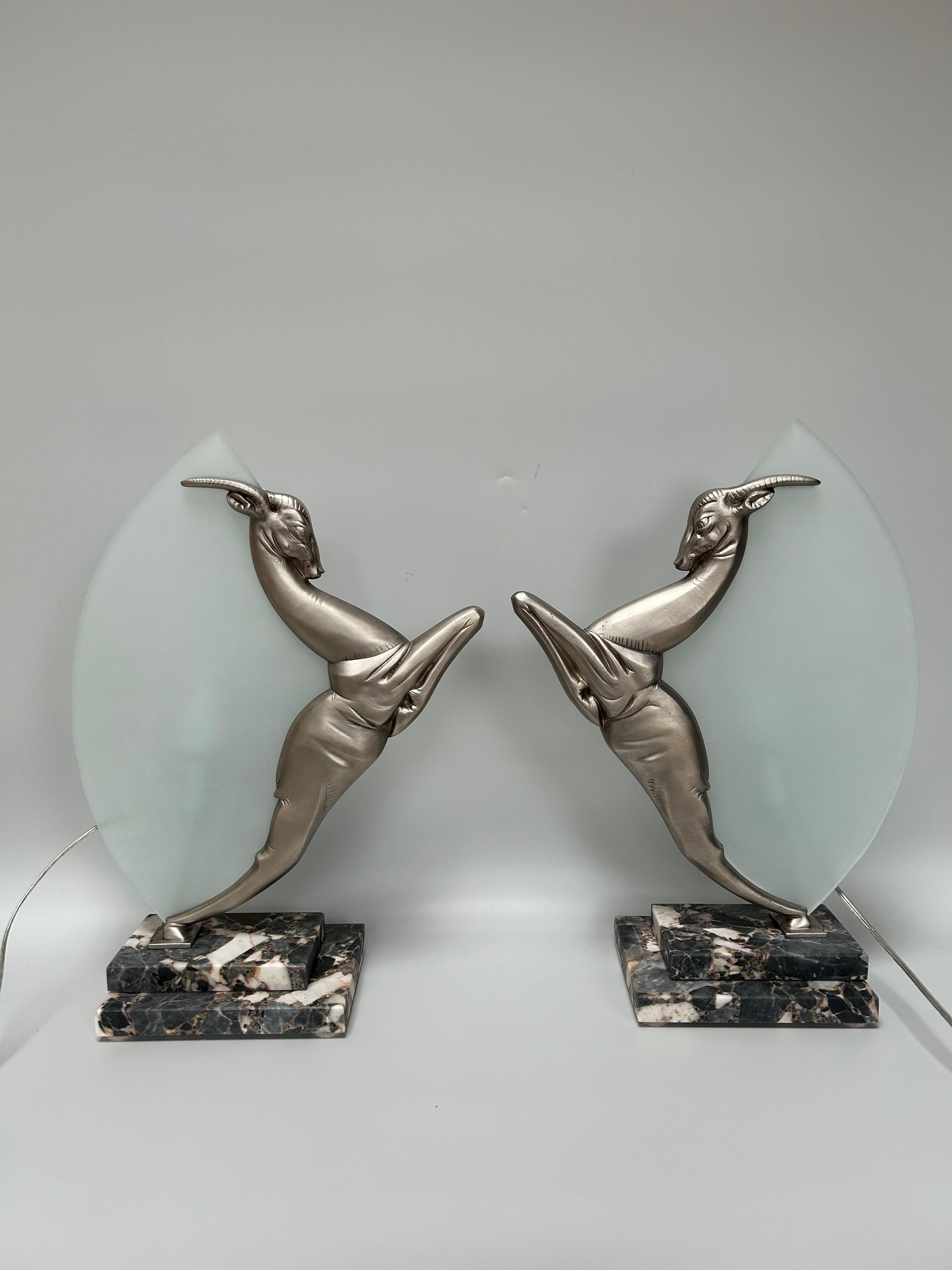 French Boretti Pair of Art Deco Lamps For Sale