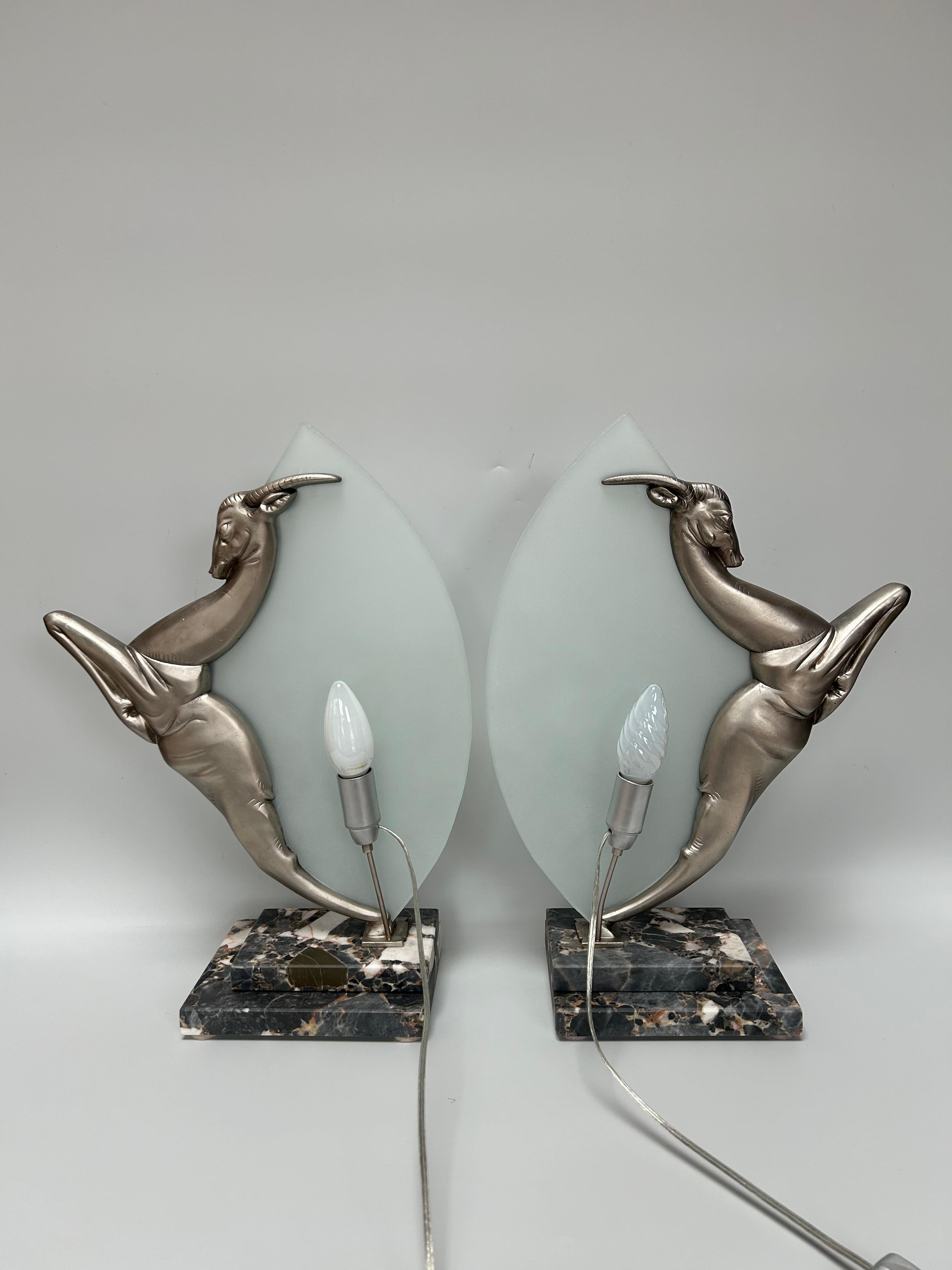 Boretti Paar Art-Deco-Lampen im Zustand „Hervorragend“ im Angebot in NANTES, FR