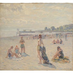 Borge Christoffer Nyrop (Danish, b. 1881 - d. 1948) "Beach in Blush" painting.