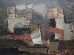 Abstract Composition - Rock Fragment - Danish 1961 Abstract art oil painting