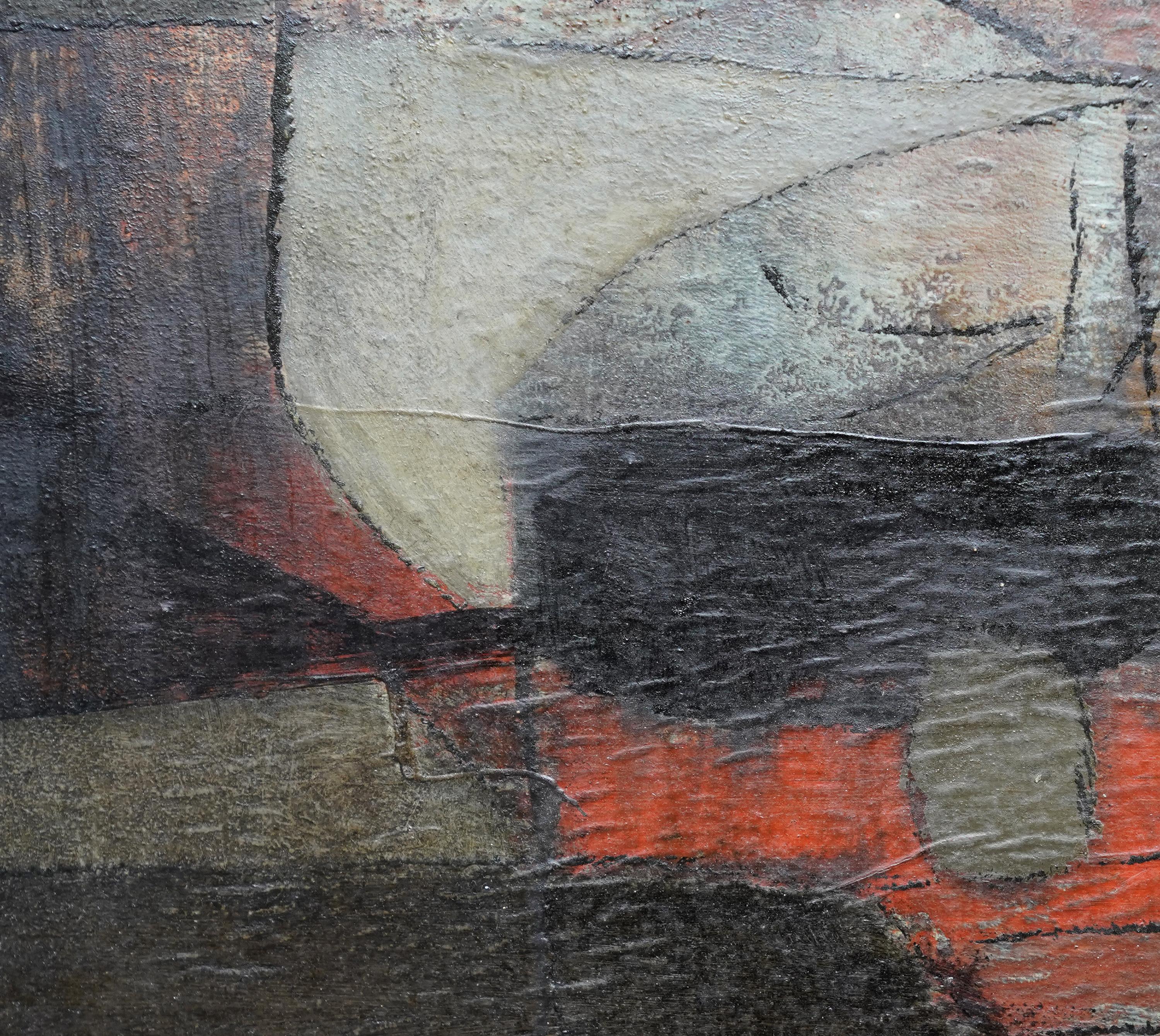 Abstract Composition - Rock Fragment - Danish 1961 Abstract art oil painting For Sale 1