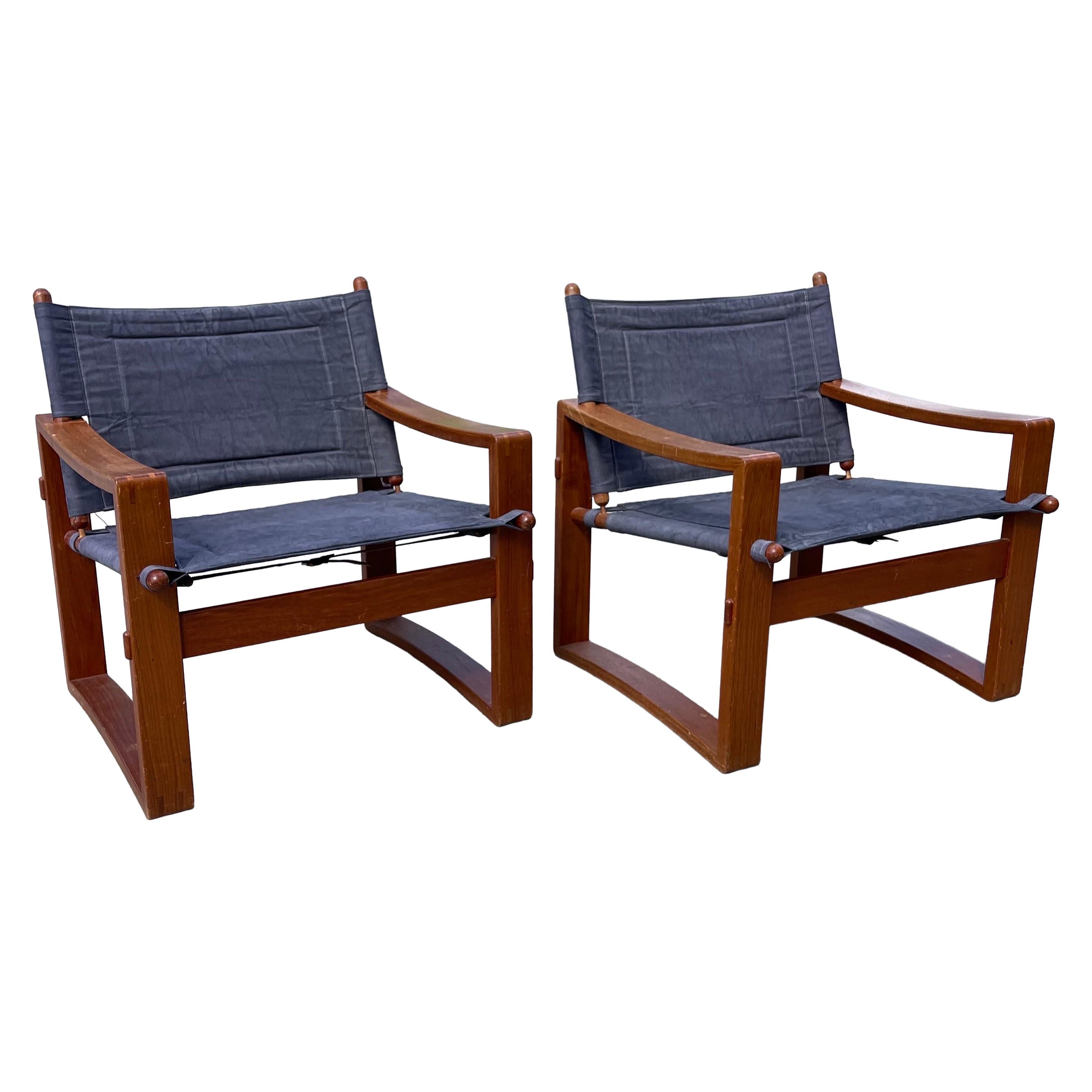 Borge Jensen for Bernstorffsminde Møbelfabrik Teak Safari Chairs - a Pair