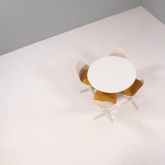 Arkana White Dining Table and Four Arkana 115 Yellow Dining Chairs Set