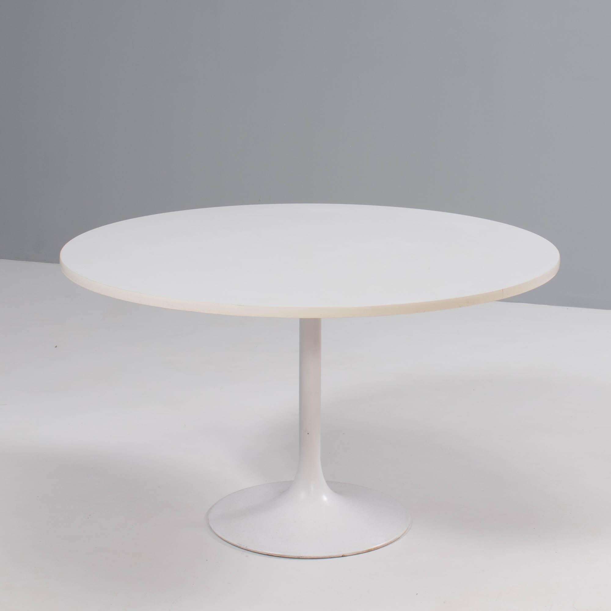 Swedish Borge Johanson White Dining Table and 5 Orange Viggen Dining Chairs, 1960s