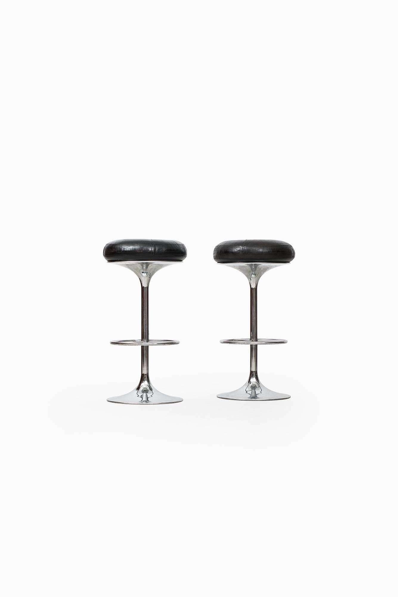 Large set of six bar stools model Classic designed by Börge Johansson. Produced by Johansson design in Markaryd, Sweden.