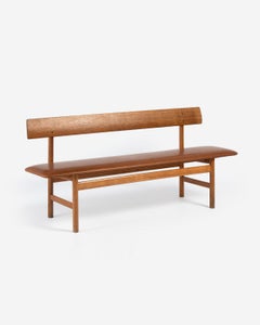 Borge Mogensen 1950s Oak and Leather Bench