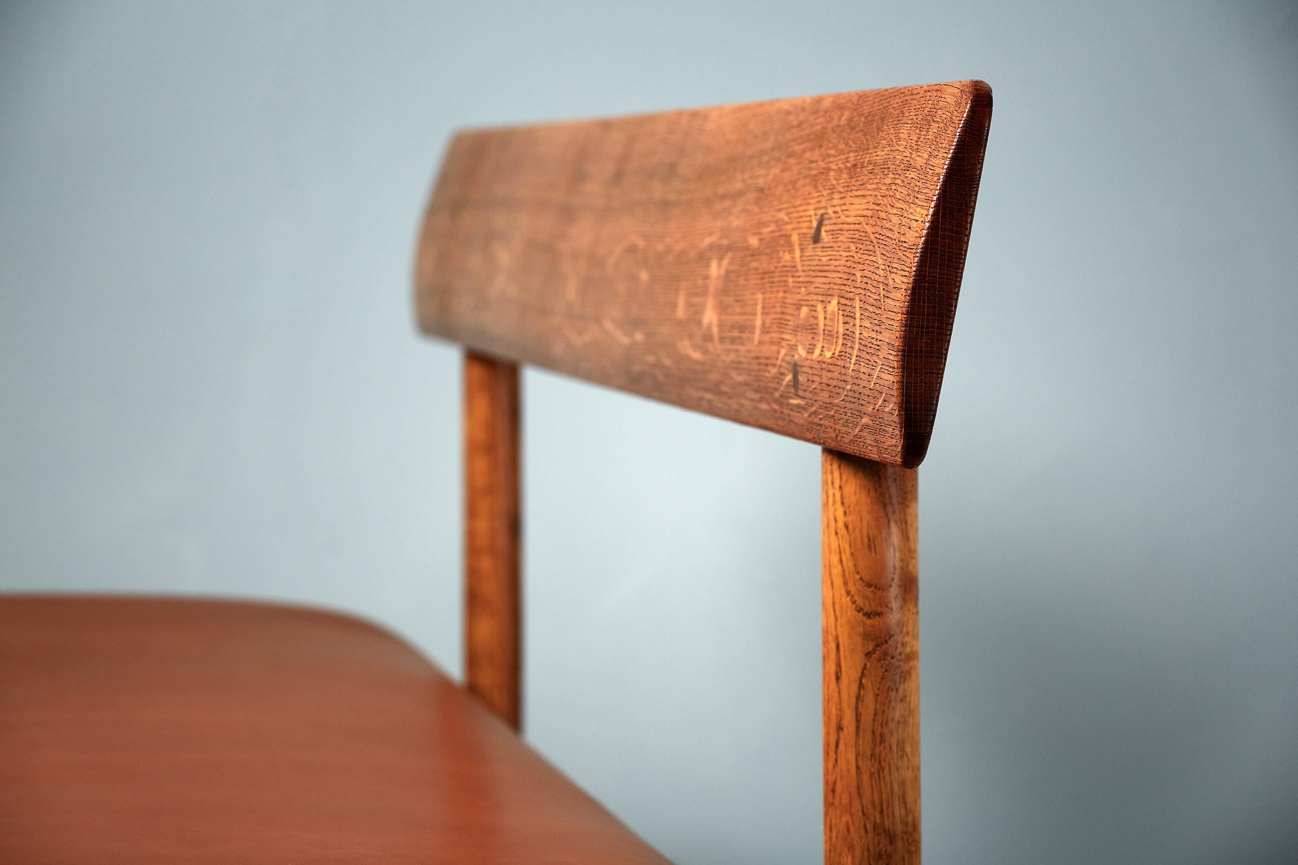Danish Borge Mogensen 1950s Oak and Leather Bench For Sale
