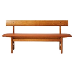 Borge Mogensen 1950s Oak and Leather Bench