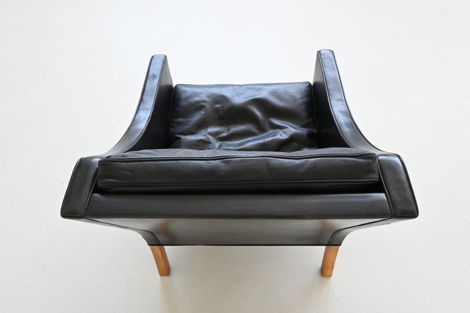 Borge Mogensen 2207 lounge chairs black leather Fredericia Denmark 1960 im Angebot 10
