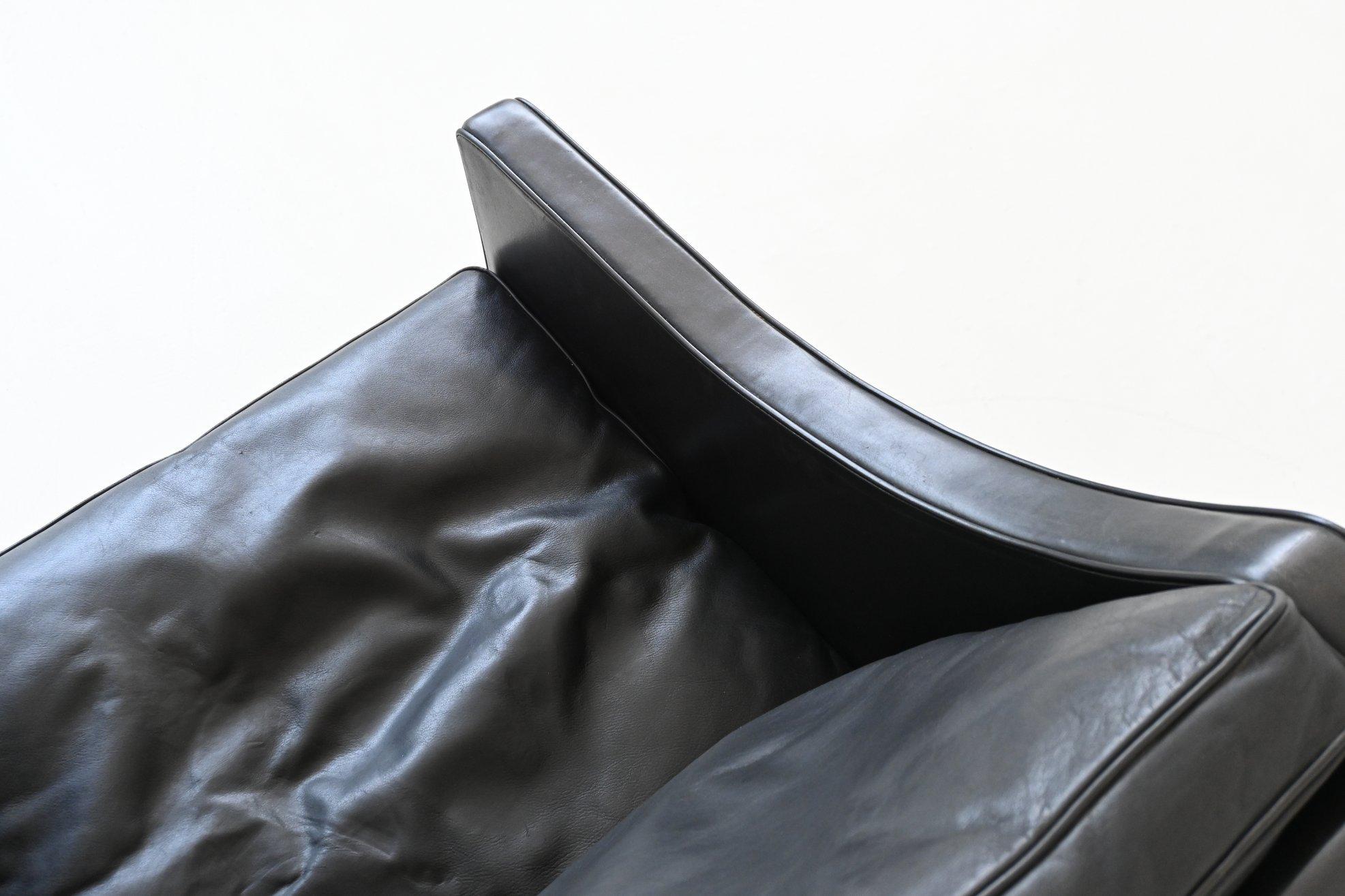 Borge Mogensen 2207 lounge chairs black leather Fredericia Denmark 1960 im Angebot 11