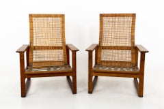 Borge Mogensen 2254 Mid Century Oak and Cane Highbacked Lounge Chairs, Pair