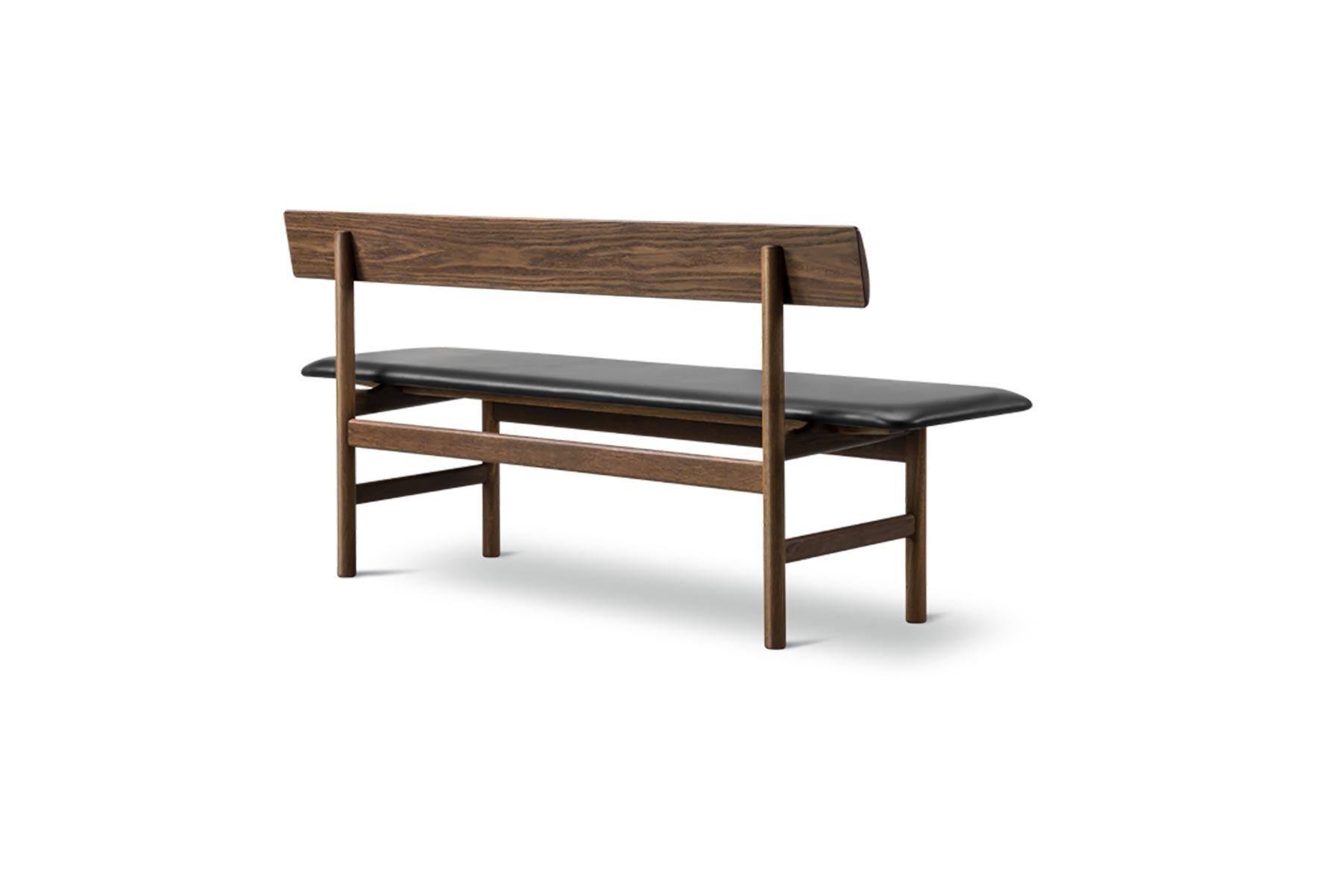 Mid-Century Modern Borge Mogensen 3171 Bench Smoked Oak, Fabric For Sale