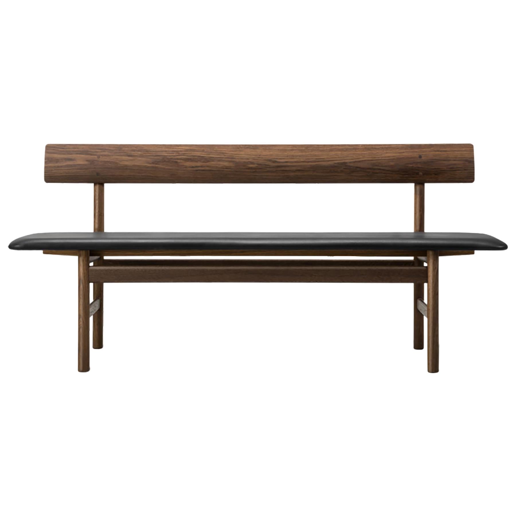 Borge Mogensen 3171 Bench Smoked Oak, Fabric For Sale