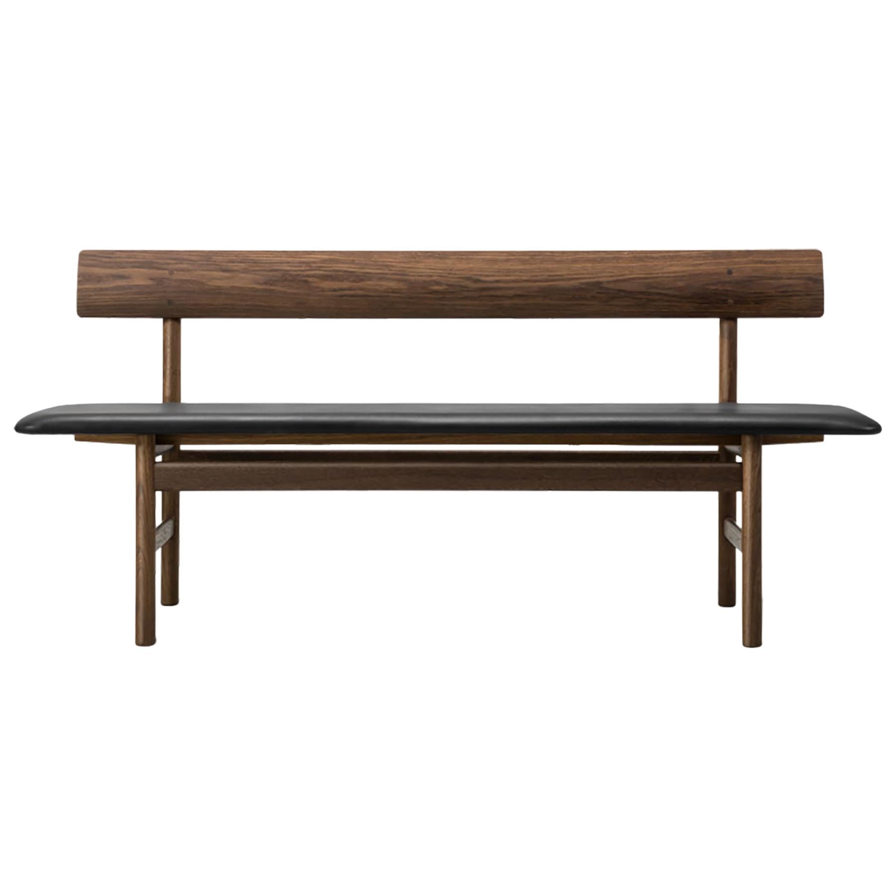 Borge Mogensen 3171 Bench, Smoked Oak, Leather For Sale